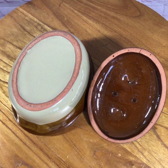 Vintage Two-Tone Brown Ceramic 1 Quart Covered Casserole - Picture 7 of 7